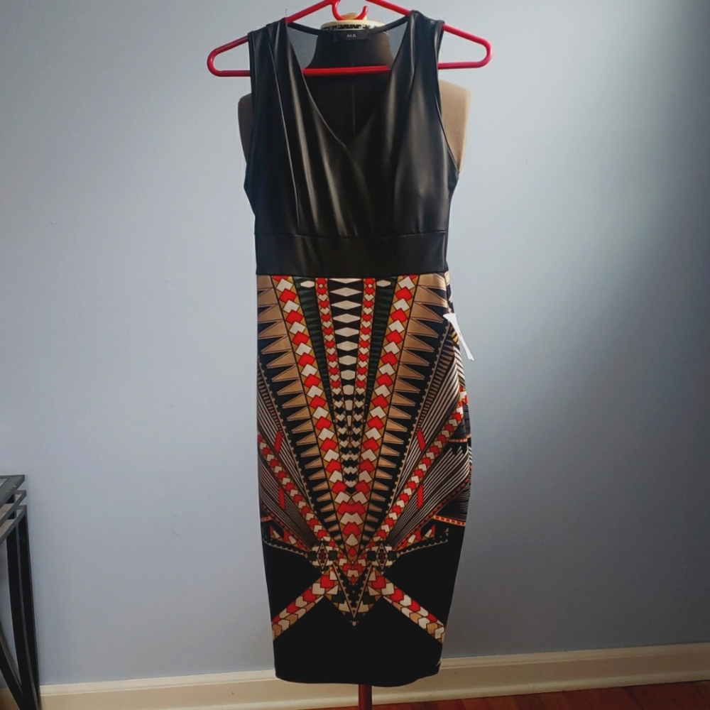 Geometric print midi dress